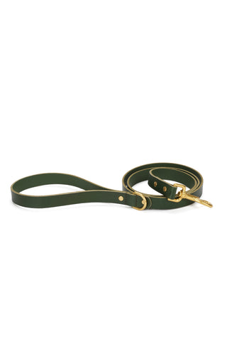 Leather Lead - Olive